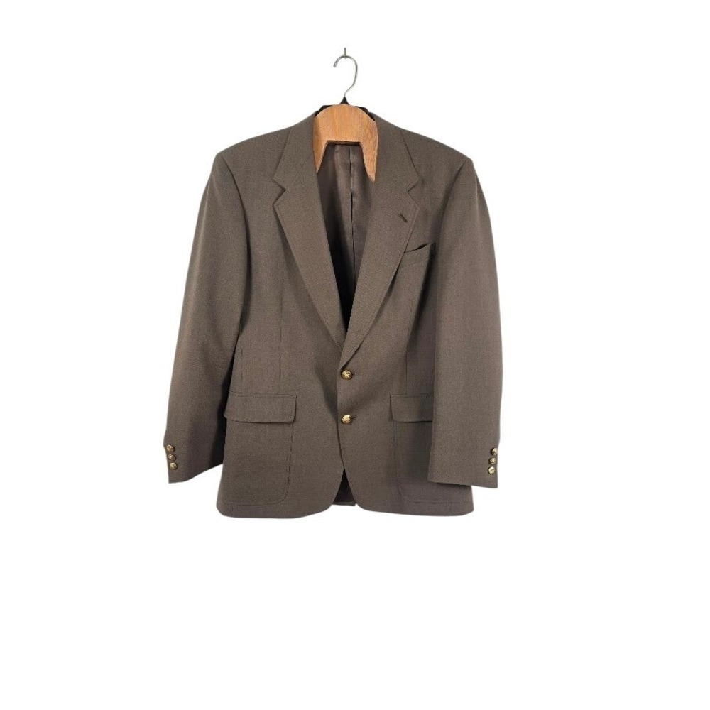 Jack Nicklaus Blazer Mens 42L Brown Tournament Series Gold Crest Buttons Coat
